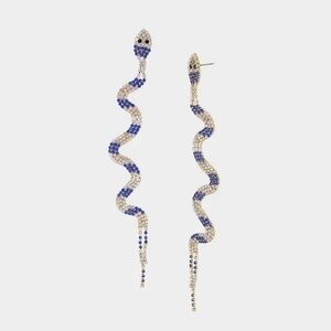 Betsey Johnson SHINE BRIGHT SNAKE DROP EARRINGS BLUE